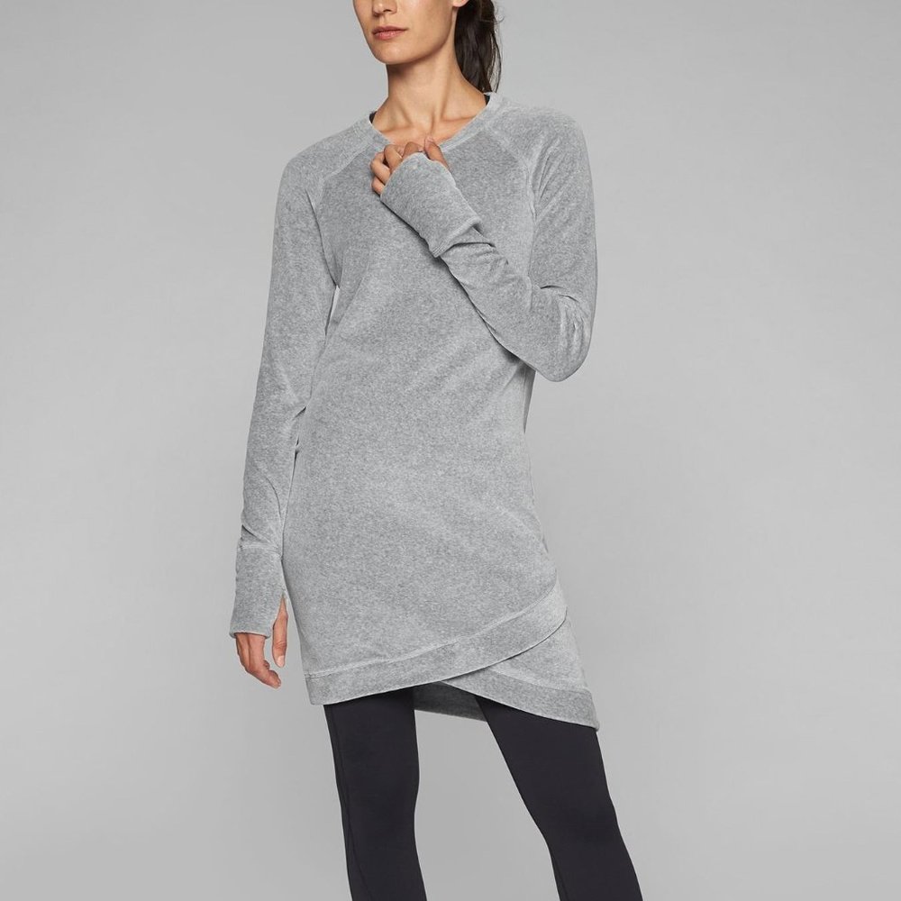 NWT Athleta Velour Criss Cross Dress in Light Gray XS